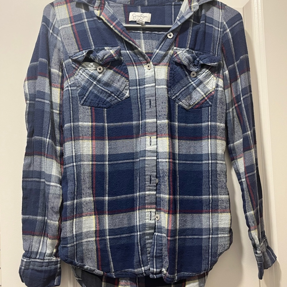 Jessica Simpson Navy Plaid Shirt